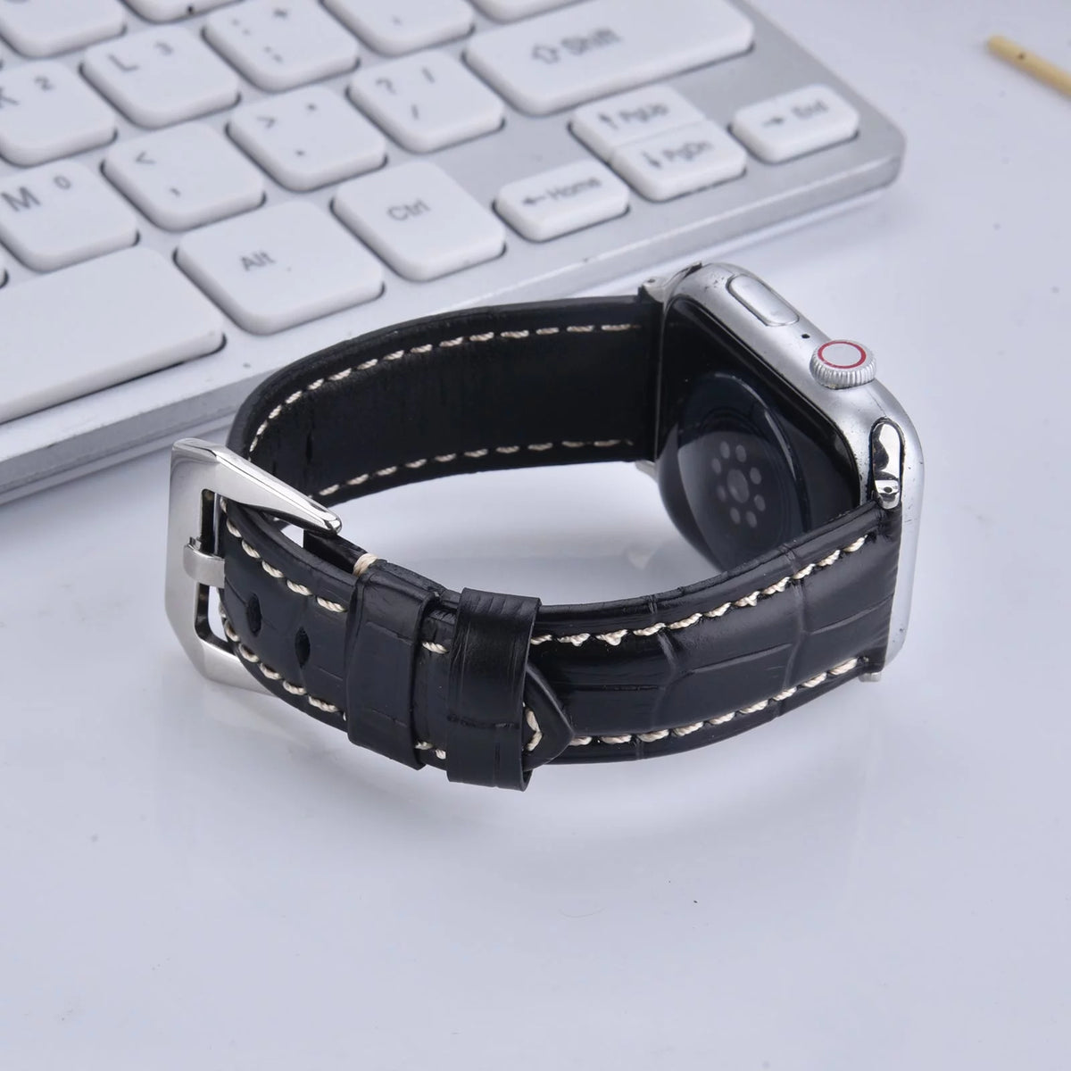 Khaki Leather Band 49mm 44mm 45mm 42mm Wristband L379