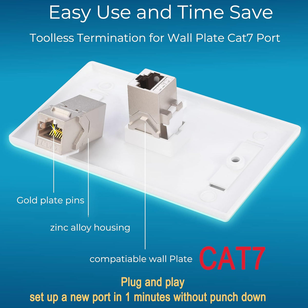 Cat7 Shielded RJ45 Keystone Jack 10 PCS Y4765