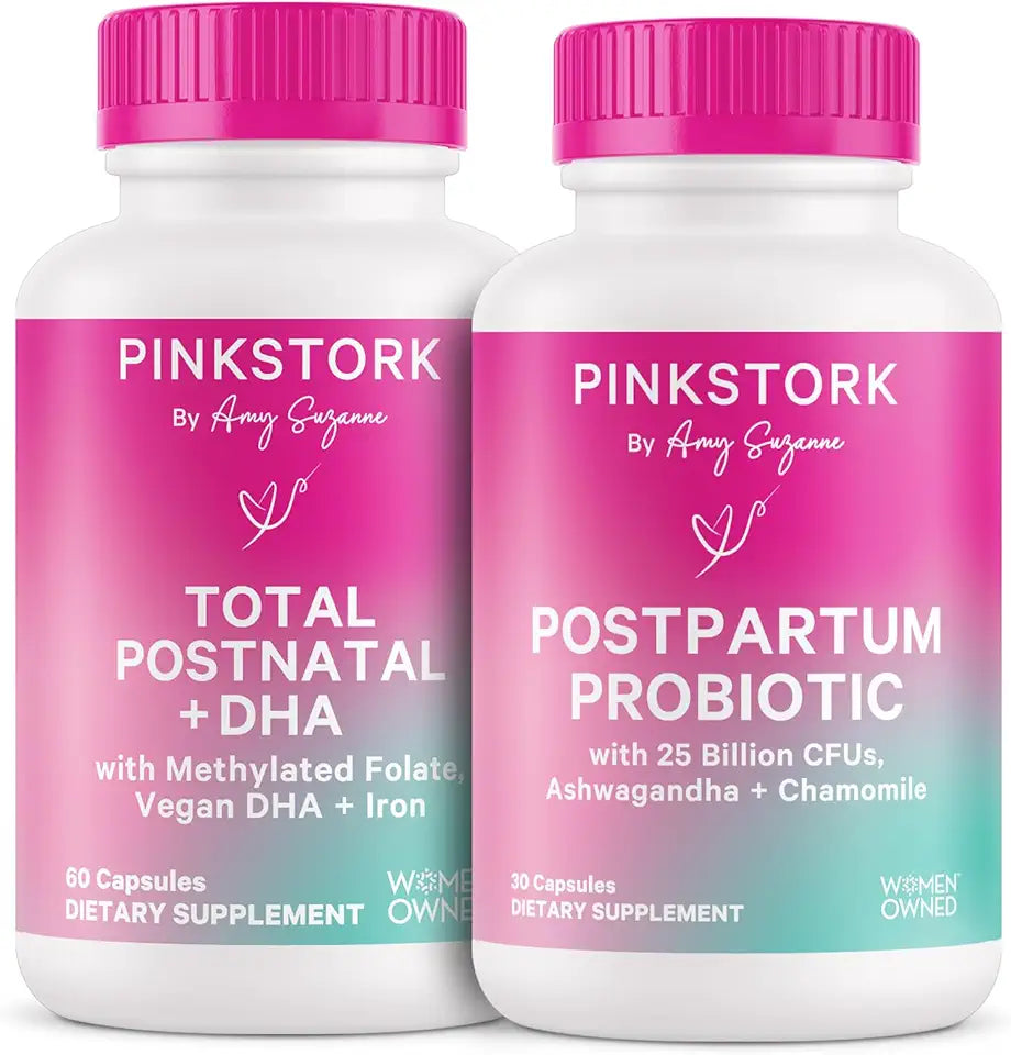Postnatal Multivitamin + Probiotics with Vegan DHA, Ashwagandha, Iron, Folate, B12 - Pack of 2 P33563