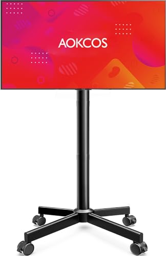Rolling TV Stand for 32-65 inch Flat/Curved TVs with Tilting Height Adjustment J14106