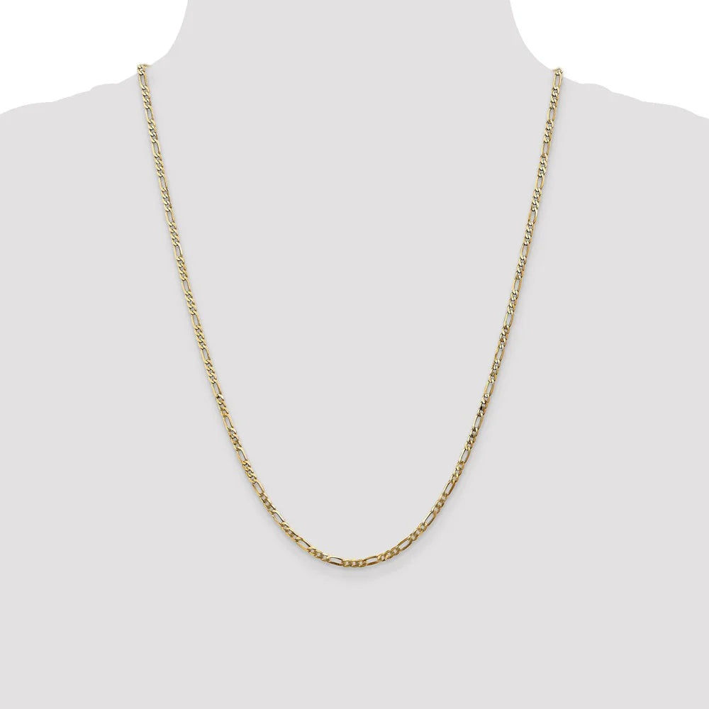 14kt Yellow Gold Flat Figaro Chain 24 inch Lobster Clasp G962