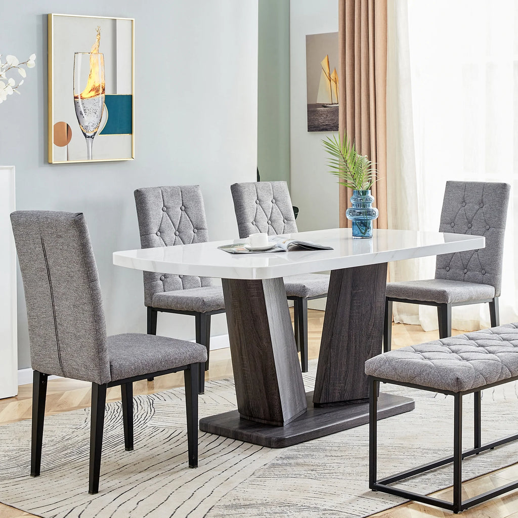 63" 6-Piece Dining Table with 4 Chairs & 1 Bench C3916