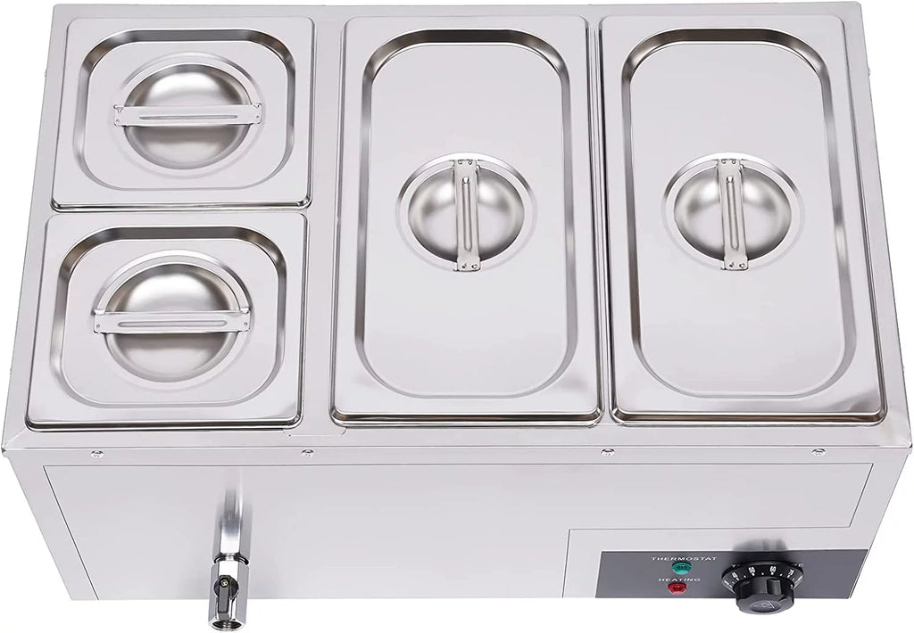 850W Stainless Steel 4-Pan Commercial Food Warmer K37996