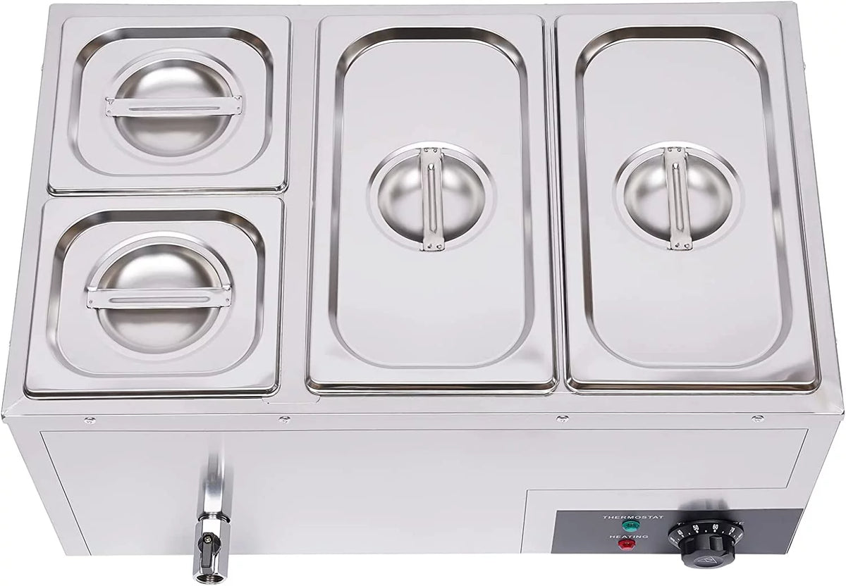 850W Stainless Steel 4-Pan Commercial Food Warmer K37996