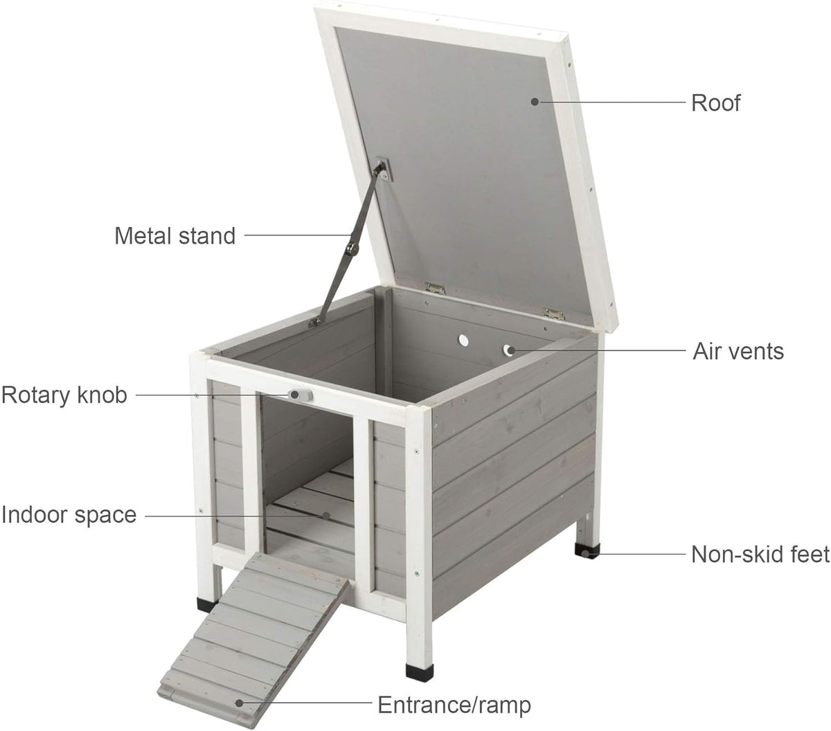 White Weatherproof Wooden Bunny Hutch Pet Cage V629099