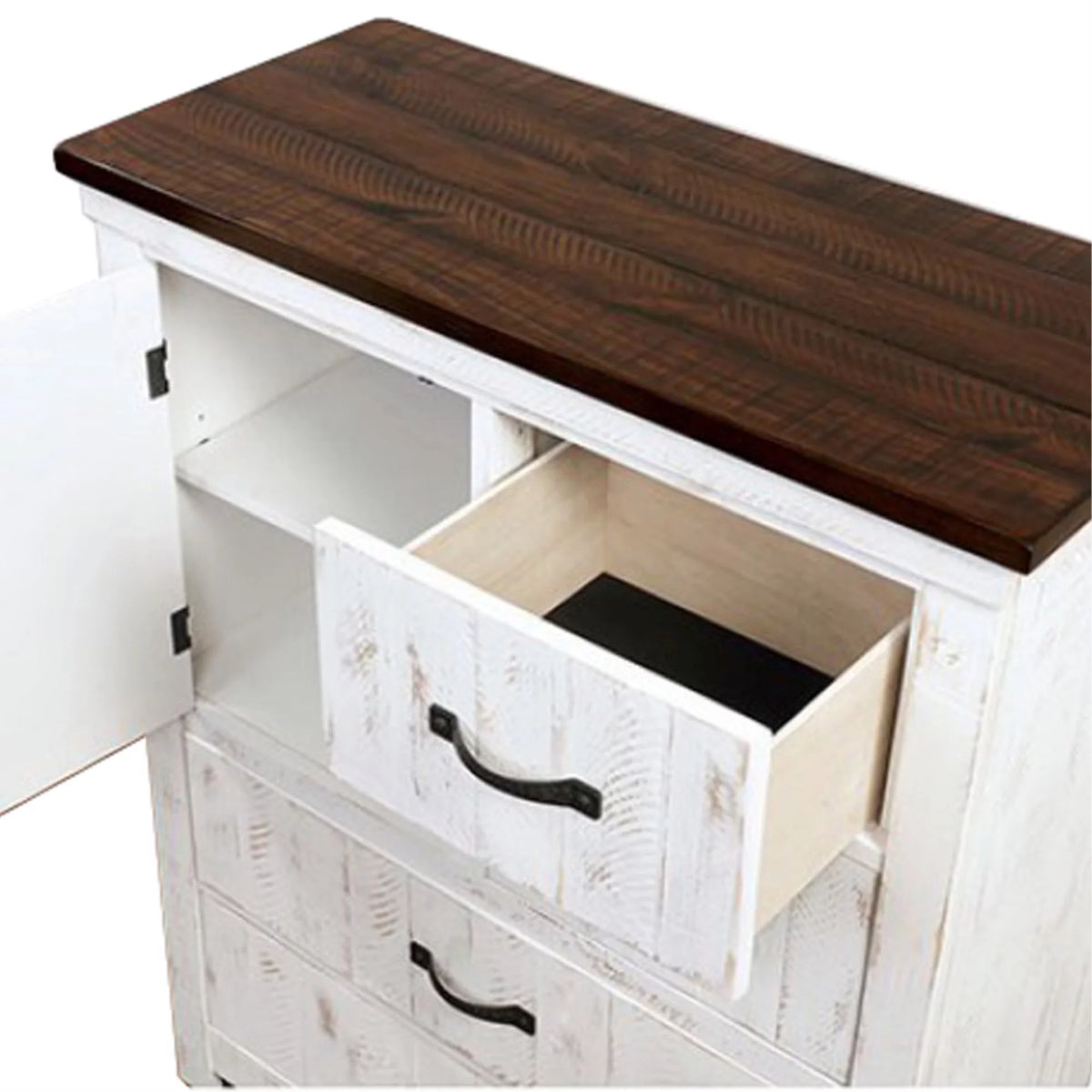 White & Brown 4 Drawer Chest with Contrasting Top Z4176