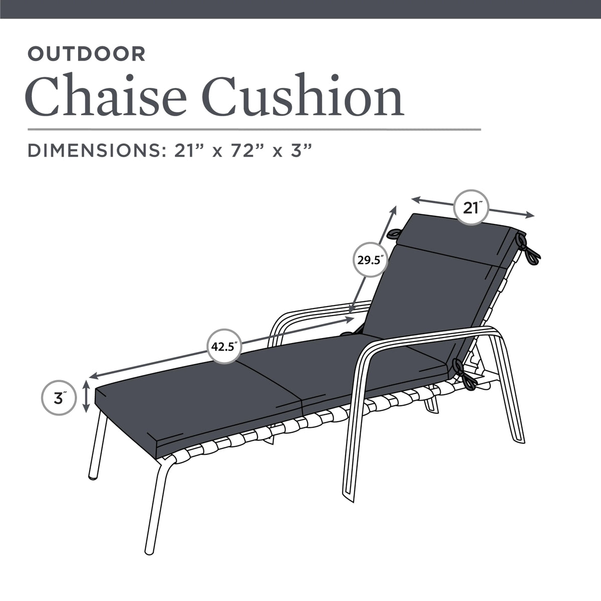 Black Tropical Rectangle Chaise Lounge Cushion M438988