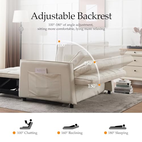 Light Grey Velvet Convertible Sleeper Sofa Couch Bed with USB Z43466