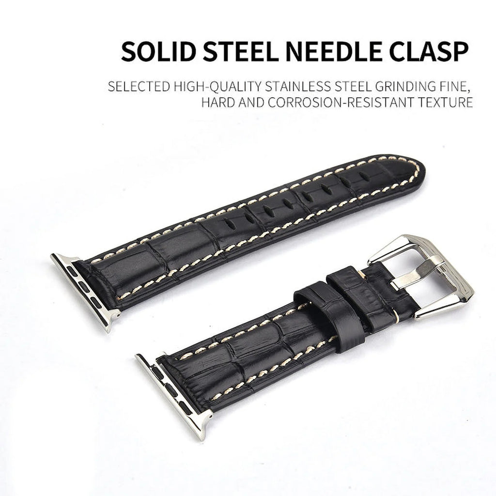 Khaki Leather Band 49mm 44mm 45mm 42mm Wristband L379