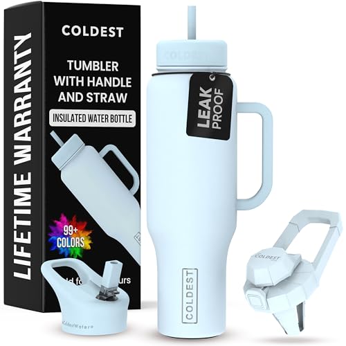 40 oz Stainless Steel Tumbler with Handle and Straw Y647544
