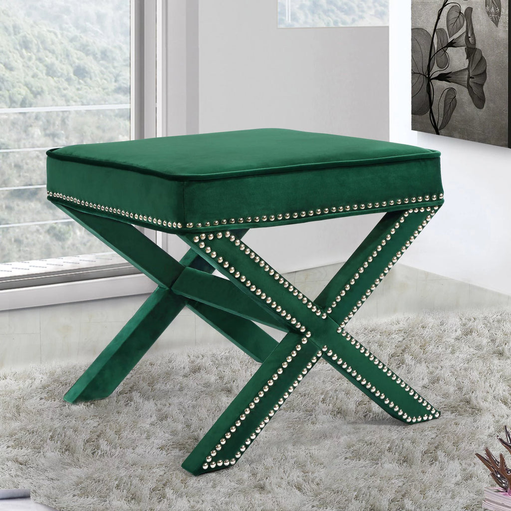 Navy Velvet Ottoman/Bench Z6097