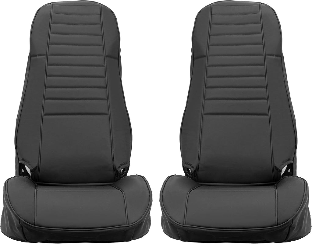 Black Faux Leather Seat Covers for Front High-Back Bucket Seats & Rear Bench Seat K531952