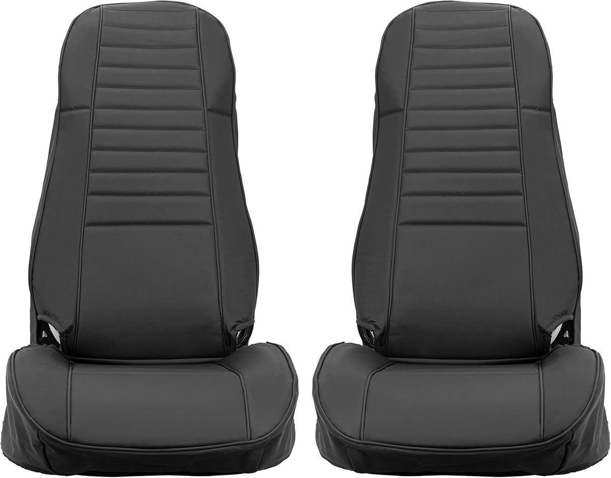 Black Faux Leather Seat Covers for Front High-Back Bucket Seats & Rear Bench Seat K531952
