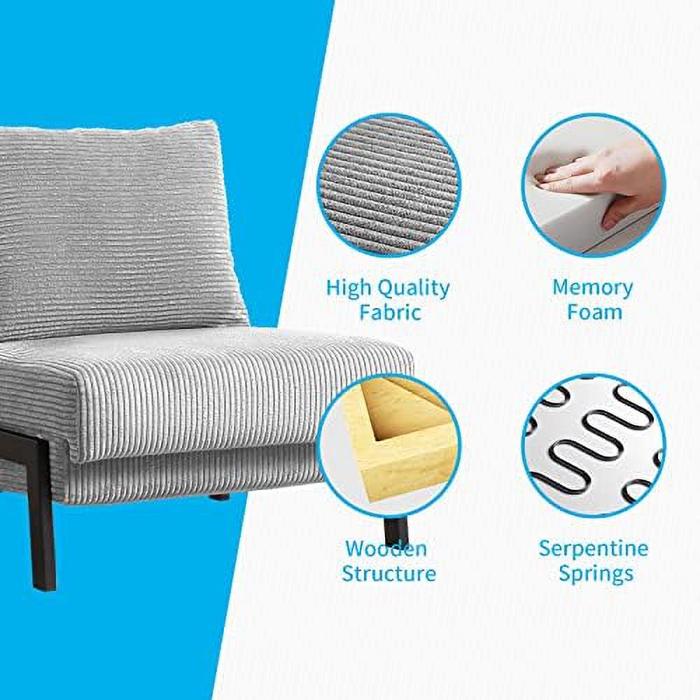 Light Grey Velvet Convertible Futon Sofa Bed M9373