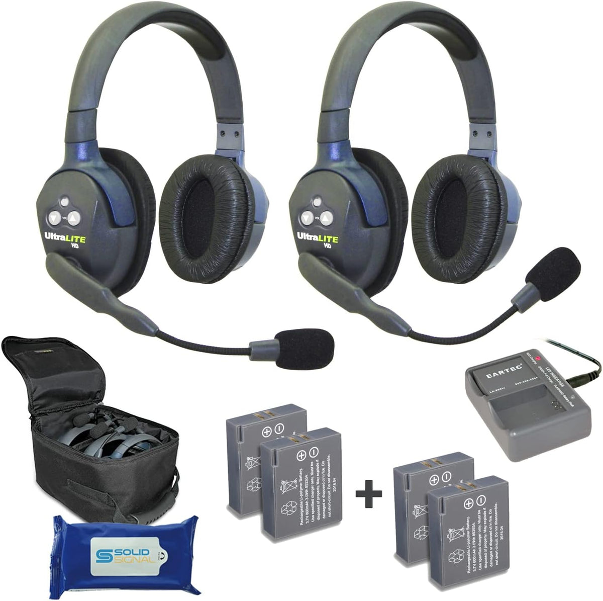 2 Dual Ear Wireless Headset Communication System with 2 Additional Batteries H668
