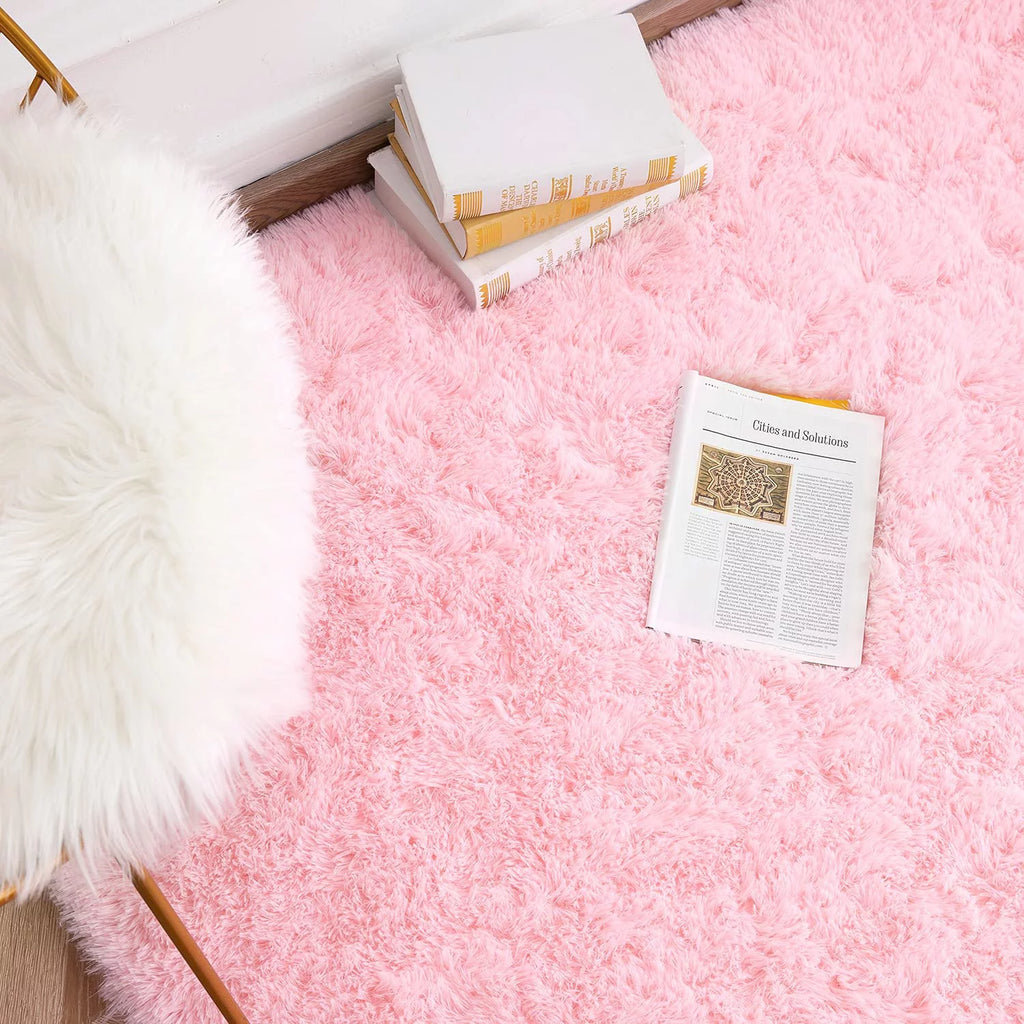 Pink Fluffy Rug 5.3'x7.5' U7813