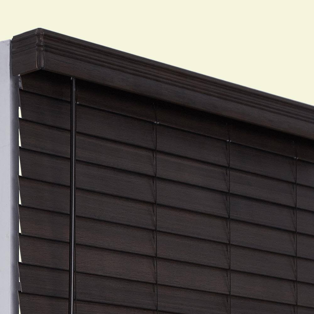 Brown Oak Cordless 2.5 in. Distressed Faux Wood Blind V53247