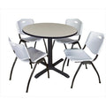 42 In. Round Laminate Table with 4 Grey Stack Chairs M405270