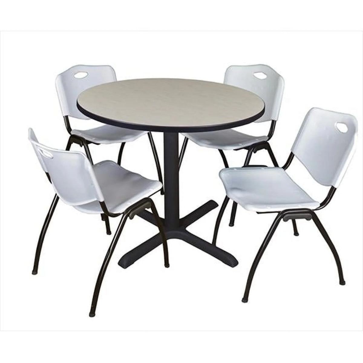 42 In. Round Laminate Table with 4 Grey Stack Chairs M405270