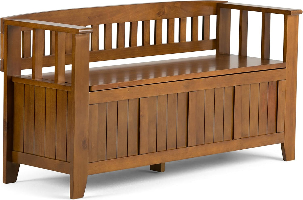 White 48 inch Wide Wood Storage Bench C342416