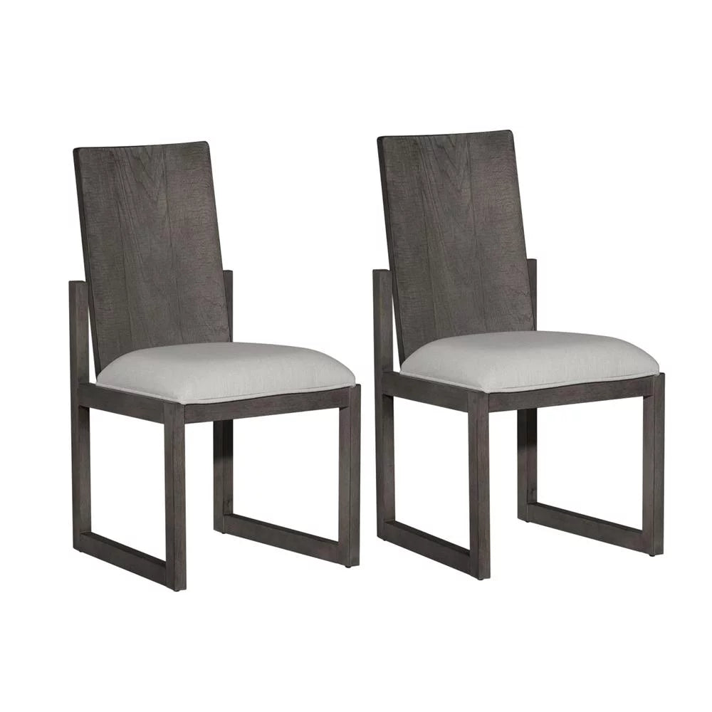 Panel Back Side Chair Set of 2 Grey N84094