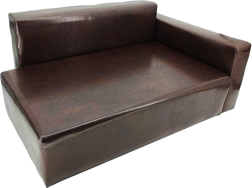 Brown Synthetic Leather Dog Sofa Bed I13915