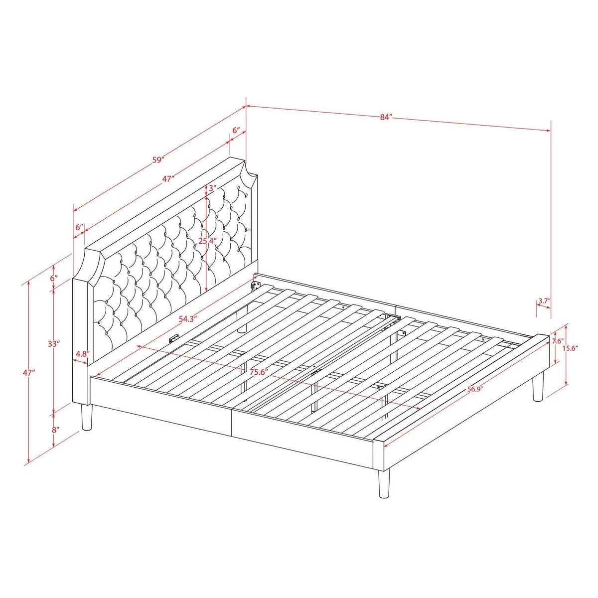 2 Pieces Wooden Full Bedroom Set O694749