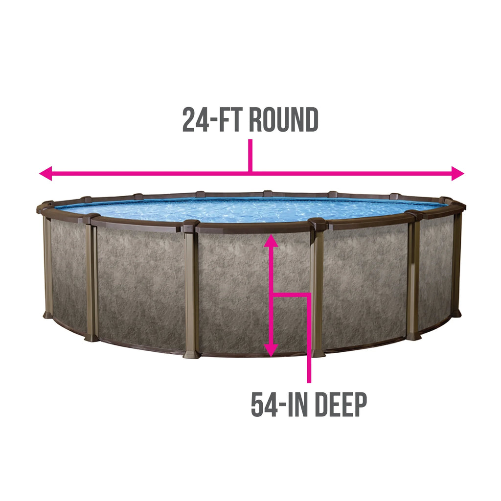 24-ft Round 54-in Deep Metal Wall Swimming Pool A900425