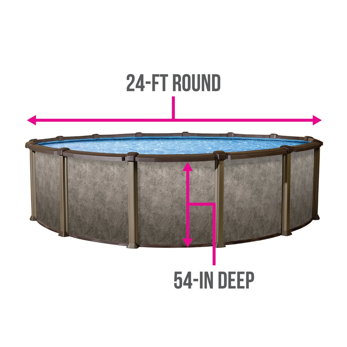 24-ft Round 54-in Deep Metal Wall Swimming Pool A900425
