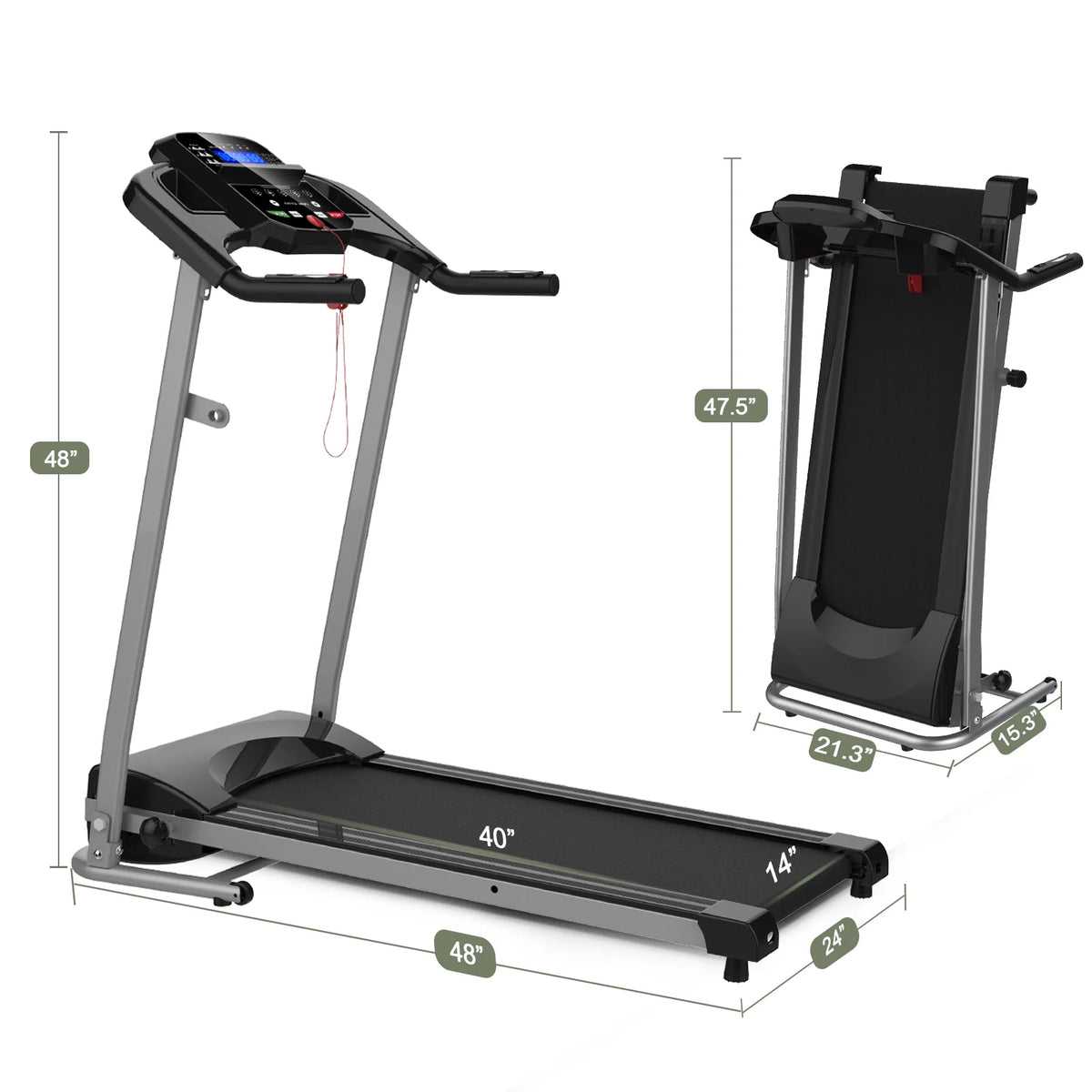 Foldable Electric Treadmill 2.5HP 265LBS Weight Capacity O8682