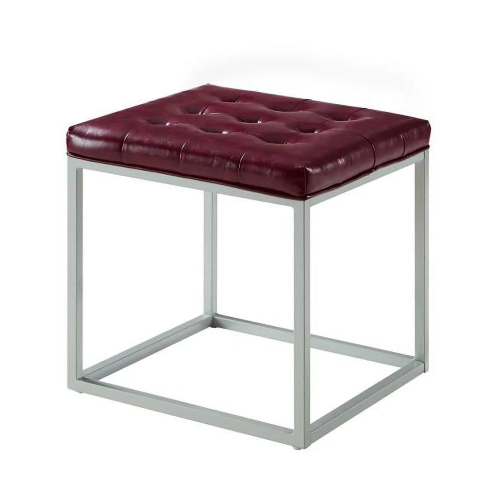Purple Faux Leather Gray Cube Ottoman Q3367