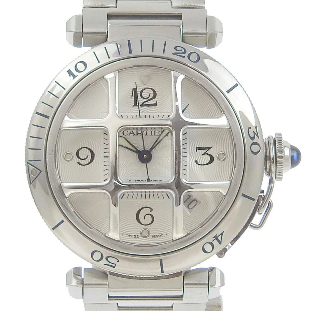 Pre-Owned stainless steel automatic winding white dial men's watch O386884