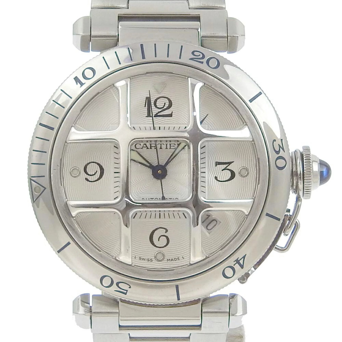 Pre-Owned stainless steel automatic winding white dial men's watch O386884