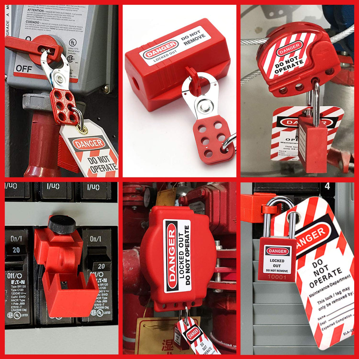 Lockout Tagout Kit with Safety Padlocks, Hasp, Breaker Lockout, Ball Valve Lockout, Steel Cable Lockout, Plug, Valve Lockout, Tags P31119