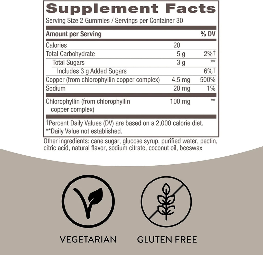 Chlorophyll Gummies 100 mg 60 Gummies L20294