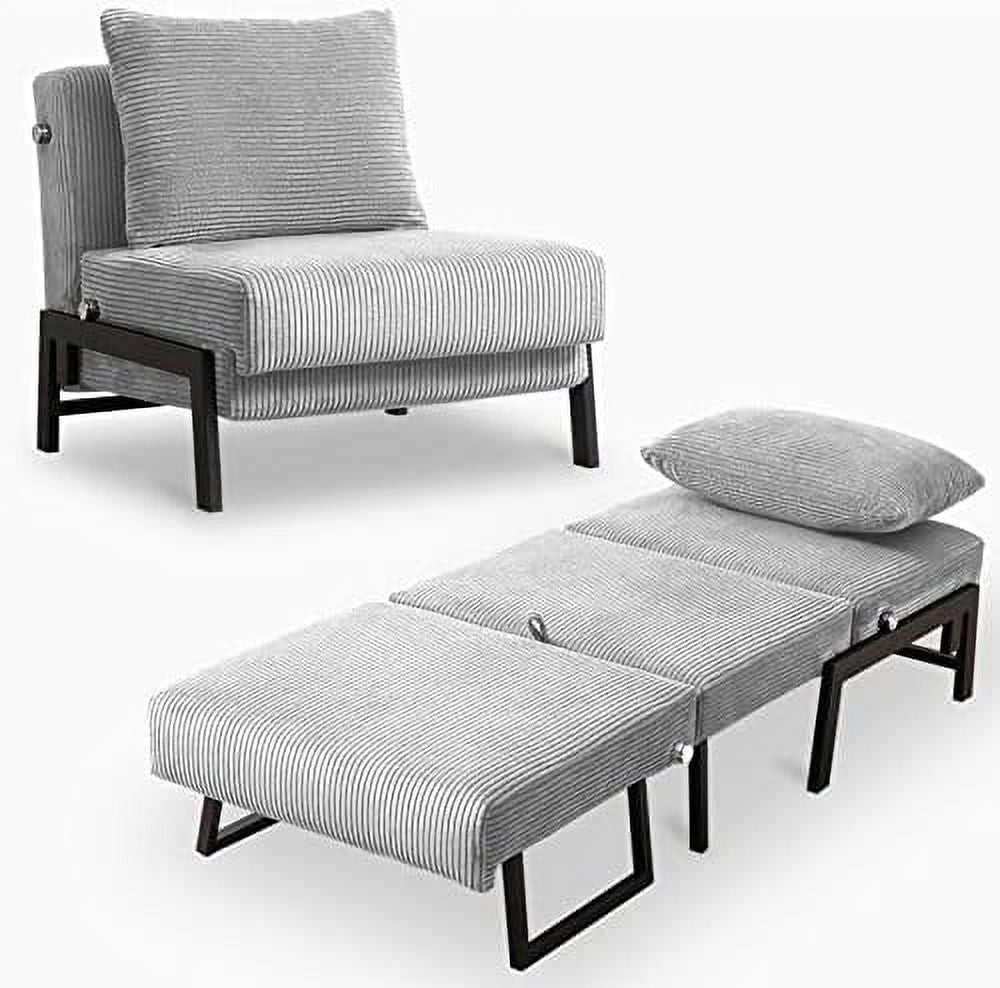 Light Grey Velvet Convertible Futon Sofa Bed M9373