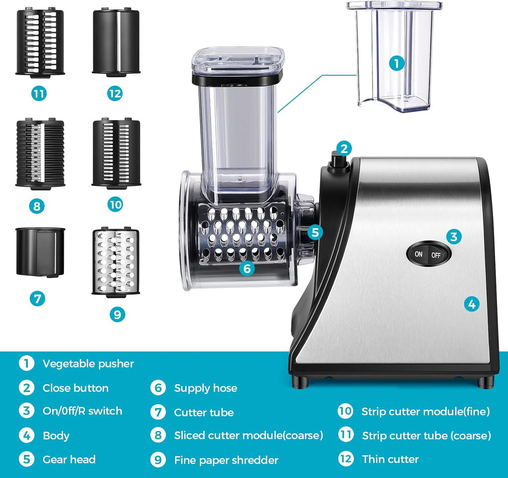 250W Electric Cheese Grater with 5 Attachments U21407