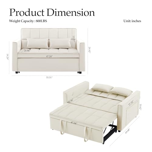 Light Grey Velvet Convertible Sleeper Sofa Couch Bed with USB Z43466