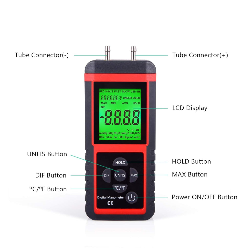 Digital Air Pressure Meter Differential Pressure Gauge R981723