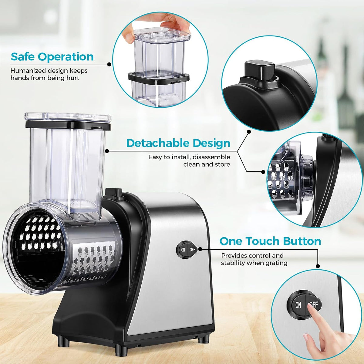 250W Electric Cheese Grater with 5 Attachments U21407
