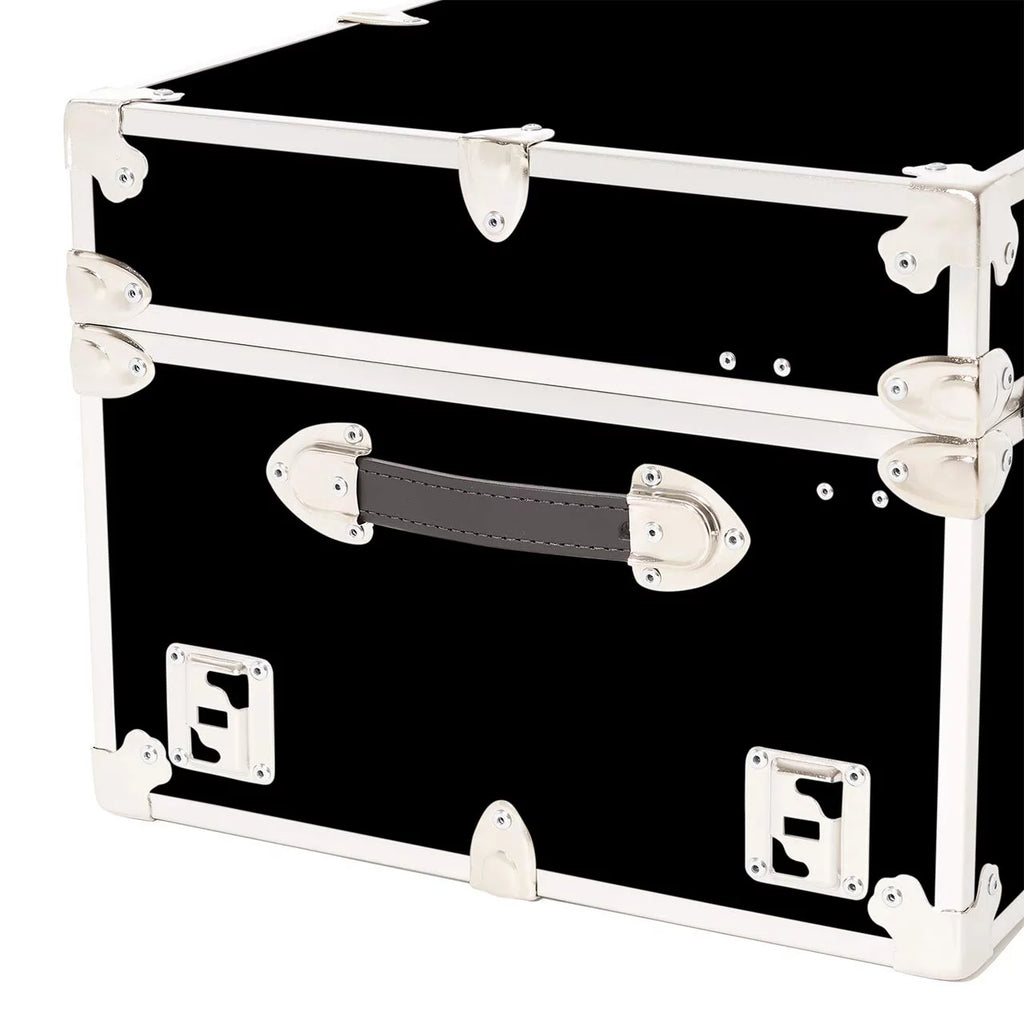 Large Leather Embossed Vinyl Trunk with Removable Wheels 32"x18"x14" (Black) R300152