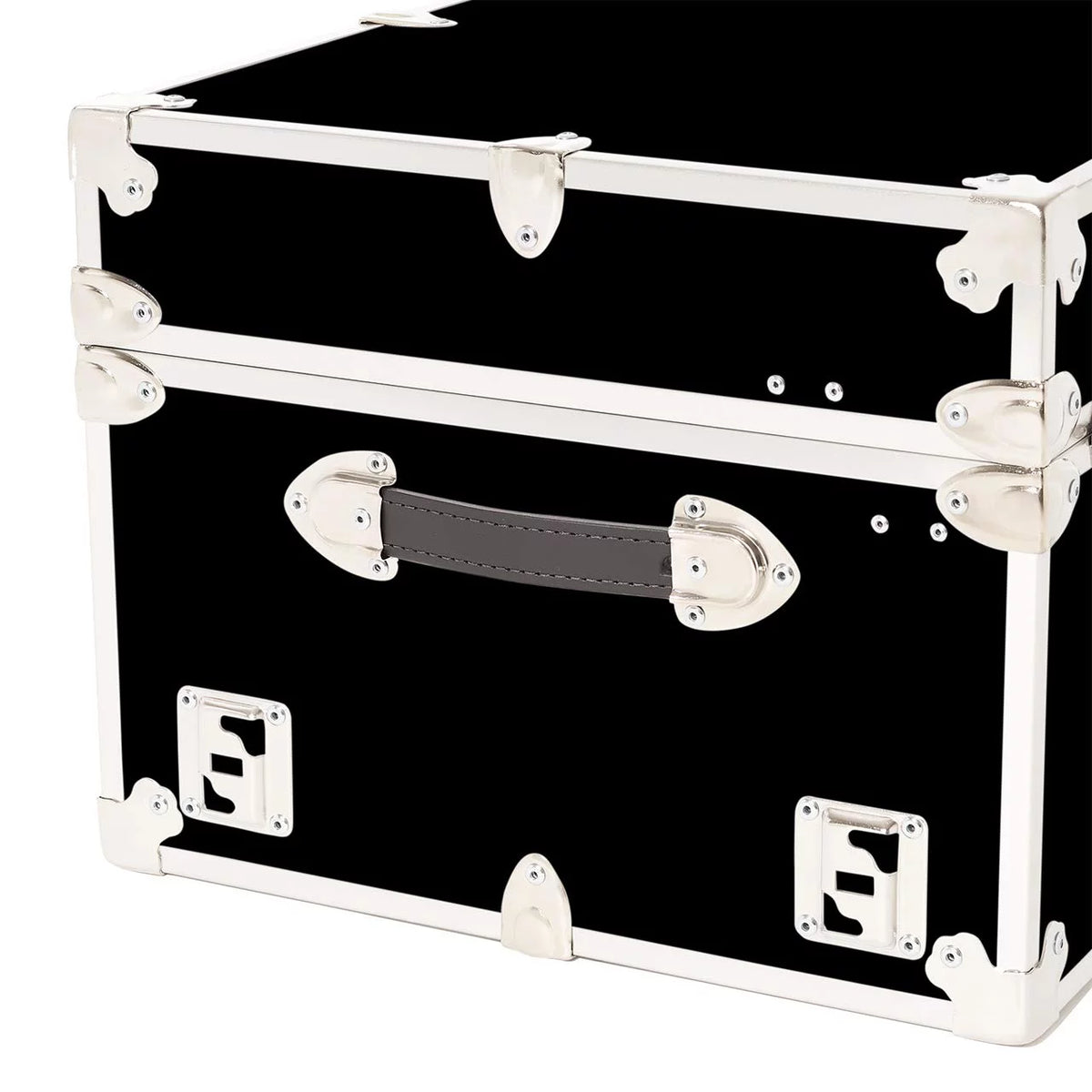 Large Leather Embossed Vinyl Trunk with Removable Wheels 32"x18"x14" (Black) R300152
