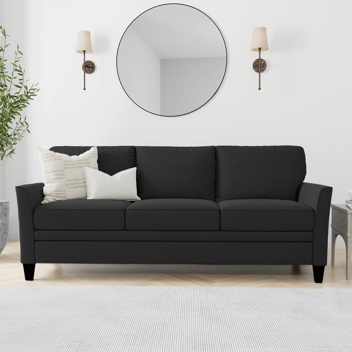 Black 3 Seat Sofa Q77847