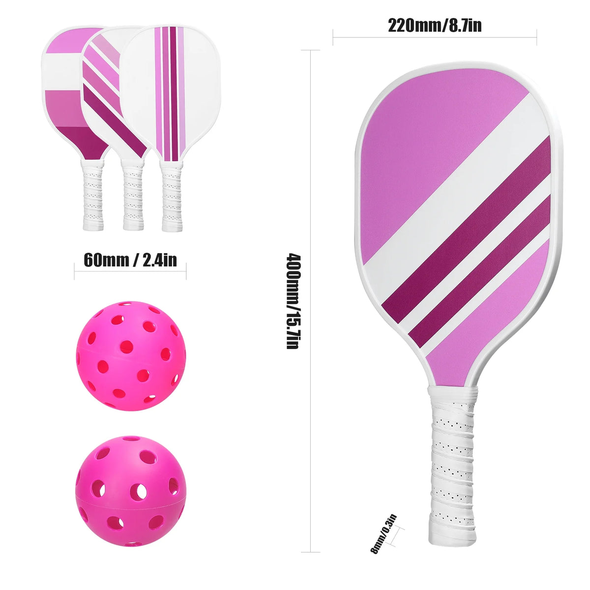USAPA Approved Pickleball Set of 4 with 4 Balls Pink X297714