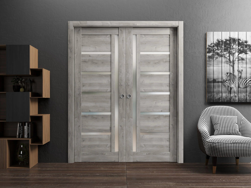 Sliding French Double Pocket Doors 64 x 96 inches Solid Wood Interior Doors P822