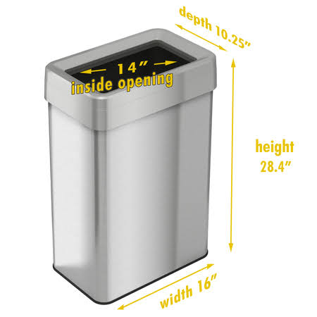 18 Gal Rectangular Open Top Trash Can T864