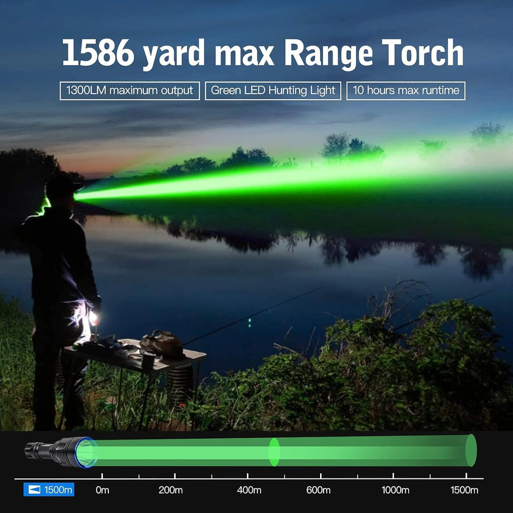 Green Tactical Flashlight with Picatinny Mount B985