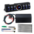 6 Gang Rocker Switch Panel with Blue Backlight Control Pod and Relay Box C1557