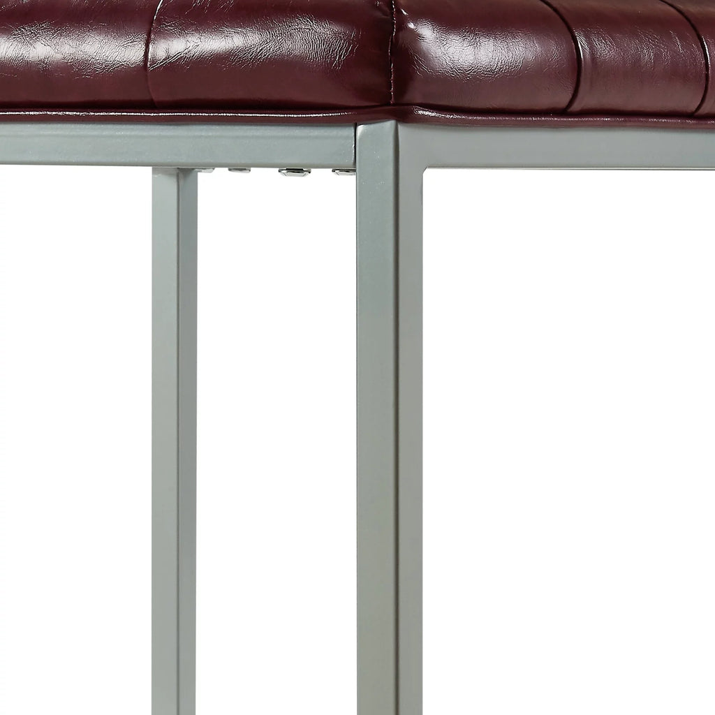 Purple Faux Leather Gray Cube Ottoman Q3367
