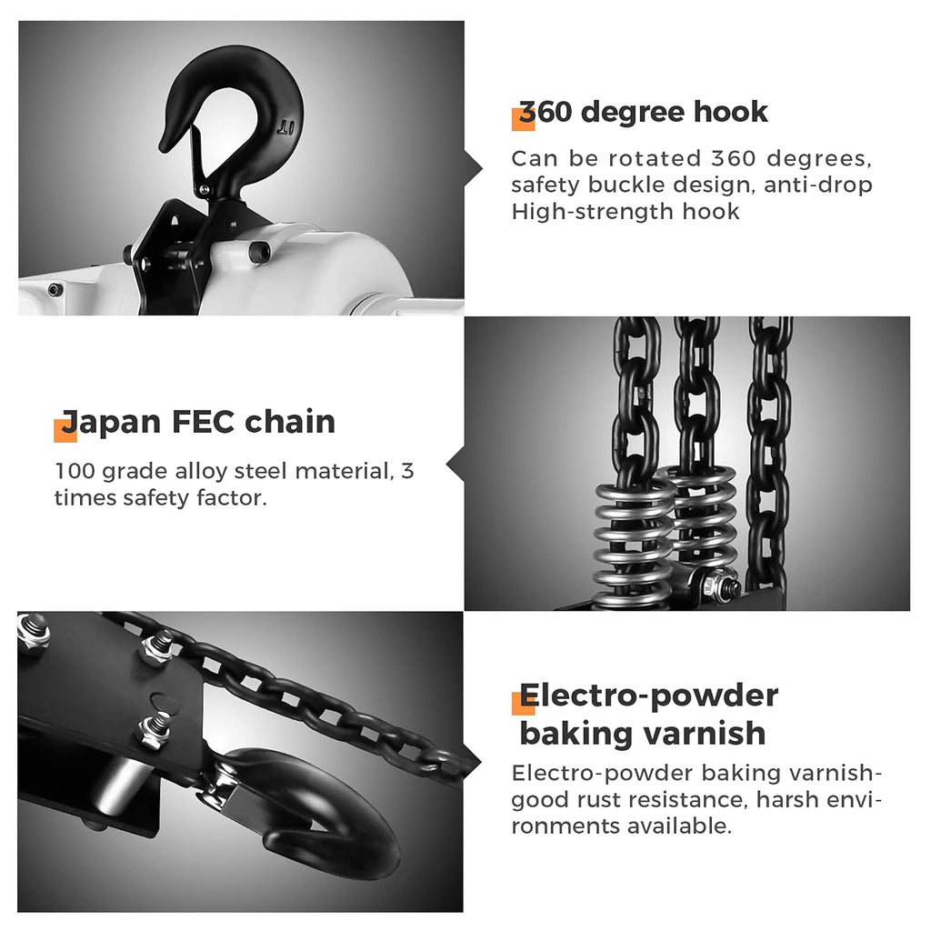2200lbs Electric Hoist with Double Chain Hook F4542
